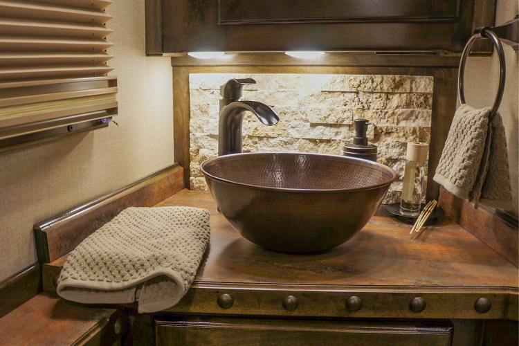 Copper vessel bathroom sink installation
